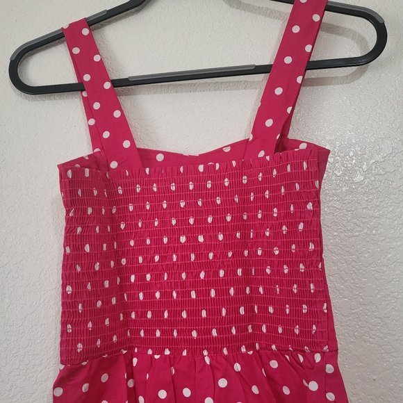 Vintage 1950s Polka Dots Empire Fold Over Women's Juniors Swing Dress in Pink‎ - Picture 8 of 9